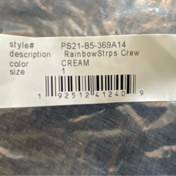 NWT Sundry Rainbow MultiStripe Crewneck Sweater in Cream MSRP $199 - Picture 3 of 11